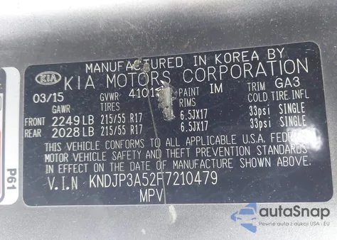 2015 Kia Soul + z USA, uszkodzony, nr VIN KNDJP3A52F7210479